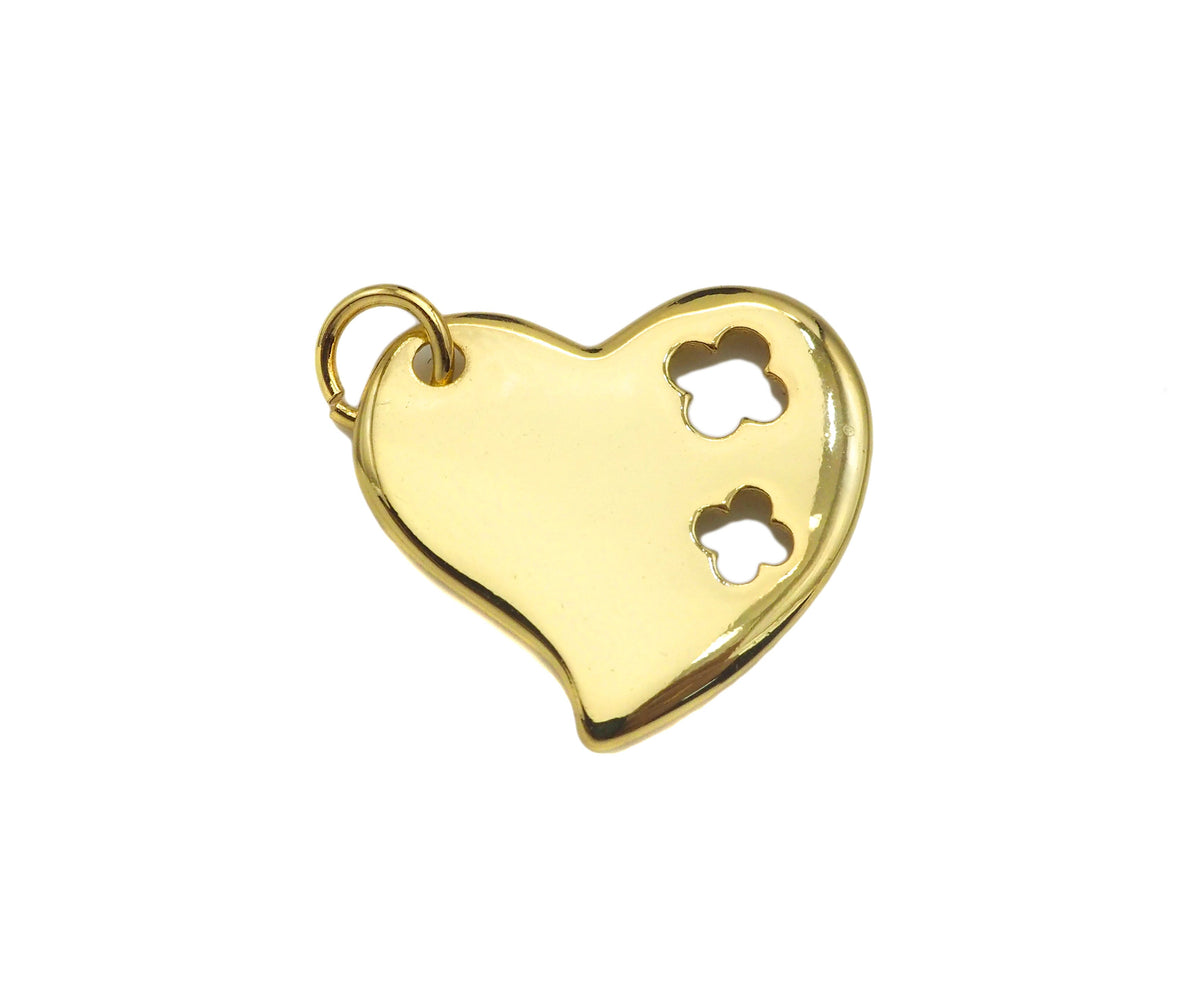 18K Dainty Gold Hollow Out Rose Flower Heart Shape Pendant, Sku#F1392C