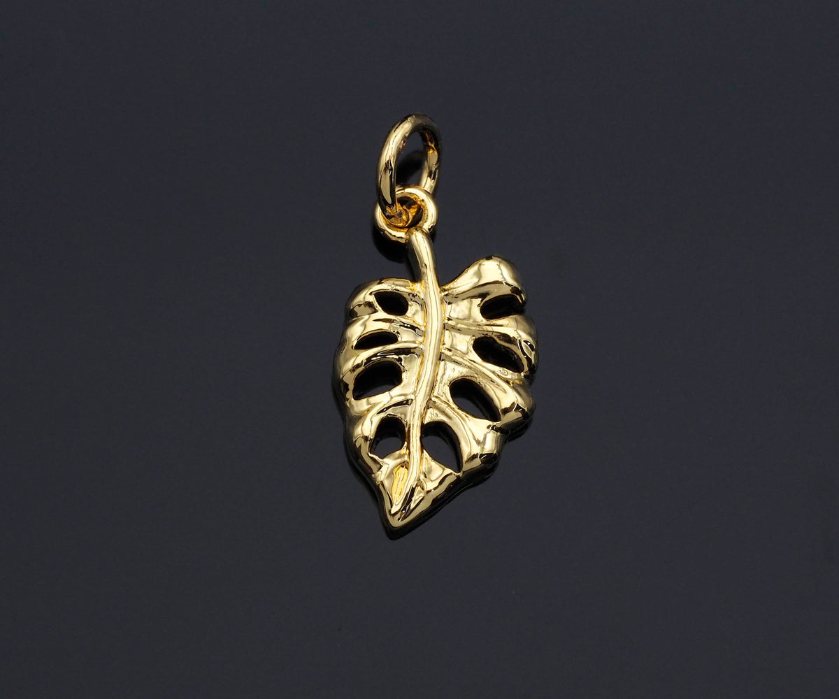 CZ Micro Pave Banana Leaf Pendant with bail,Cubic Zirconia Banana Leaf Pave Pendant Beads, Pave Pendant, 9x16mm,SKU#F1191