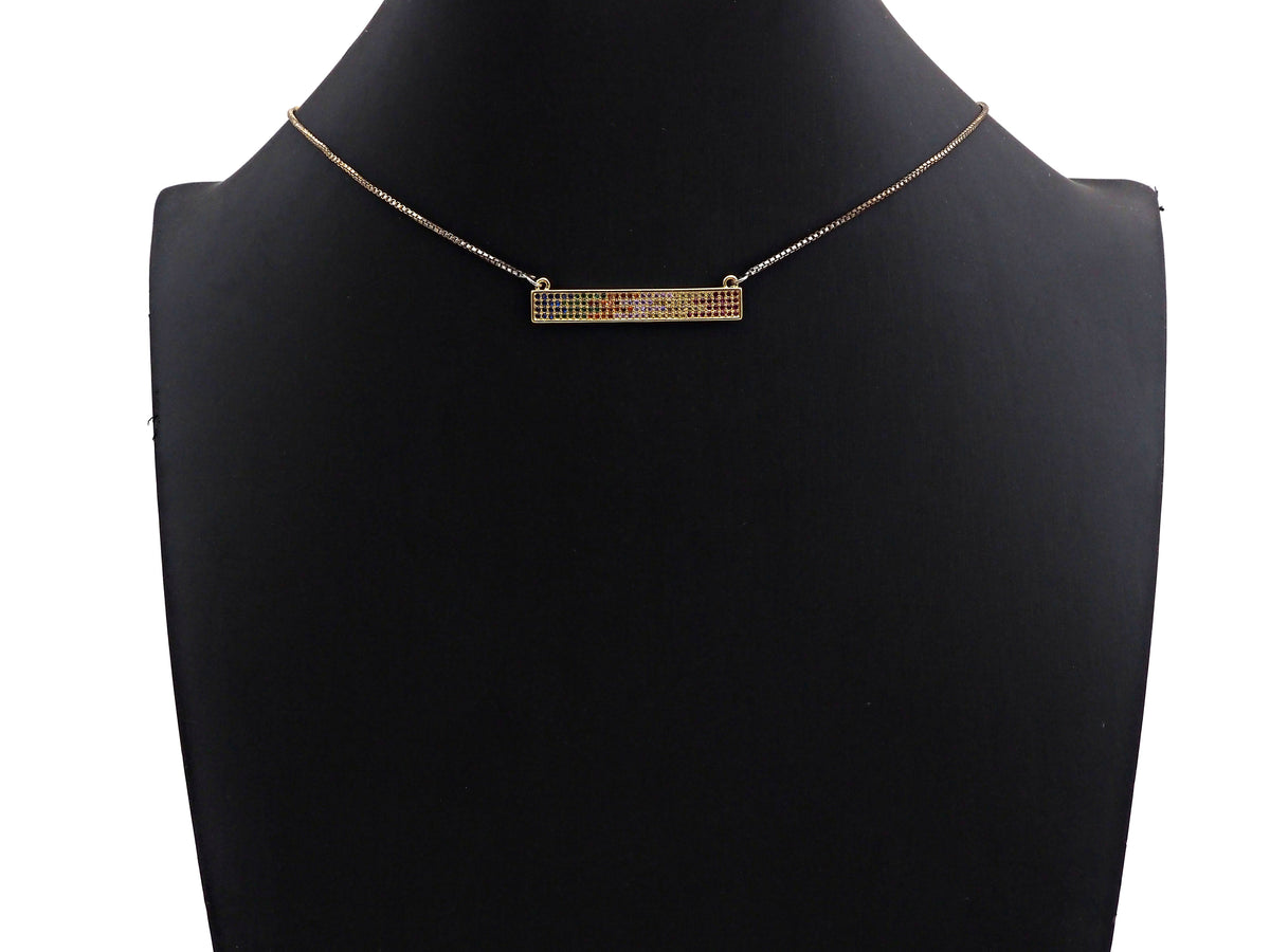 Colorful CZ Micro Pave Long Bar Charm/Pendant, SKU#F1129C