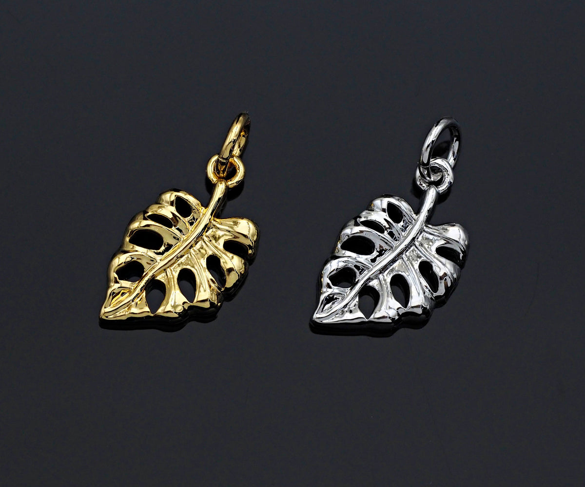 CZ Micro Pave Banana Leaf Pendant with bail,Cubic Zirconia Banana Leaf Pave Pendant Beads, Pave Pendant, 9x16mm,SKU#F1191