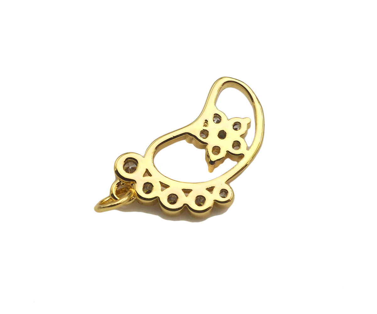 CZ Micro Pave Foot Shape Pendant,18K Gold Star Charm, Necklace Bracelet Charm Pendant,12x21mm,Sku#FH158