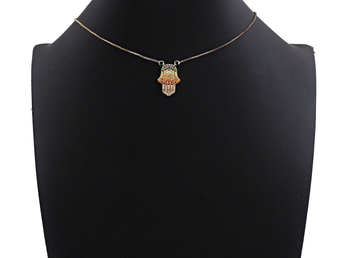 Colorful CZ Micro Pave Hamsa Hand Pendant/Charm,Cubic Zirconia Paved Charm, Necklace Bracelet Charm Pendant, 14x21mm,sku#F1144