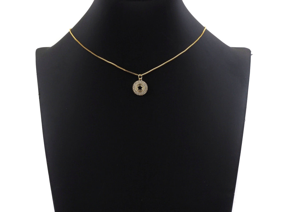 CZ Micro Pave Hollow Out Five Star On Round Coin Shape Pendant, Gold/Silver Plated,Necklace Bracelet Charm Pendant,14x16mm,sku#F1253
