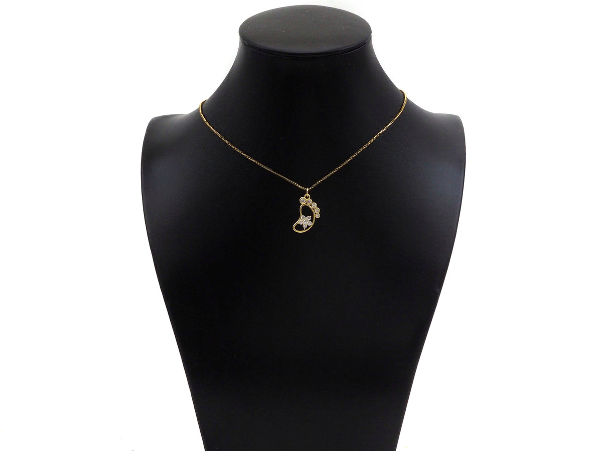 CZ Micro Pave Foot Shape Pendant,18K Gold Star Charm, Necklace Bracelet Charm Pendant,12x21mm,Sku#FH158
