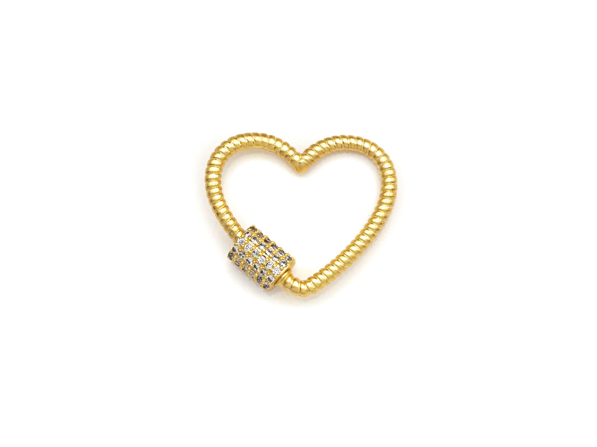 CZ Micro pave Heart Clasp, Heart Carabiner Clasp, sku#H199