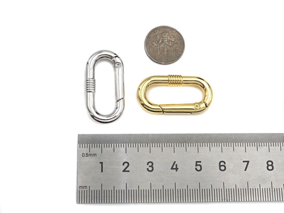 Gold/Silver Oval Clasp with Screw Patten, Snap Clip Trigger Clasp, Spring Buckle for Chain Purse Key Jewelery, 17x33mm, sku#H310