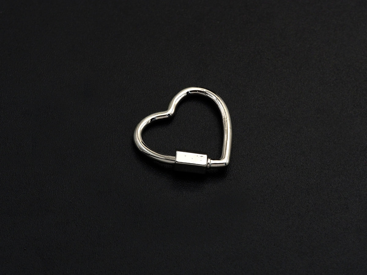 Pave Heart Shape Clasp, Black/Gold/Silver/Rose Gold Carabiner Clasp, 21mm, sku#H245
