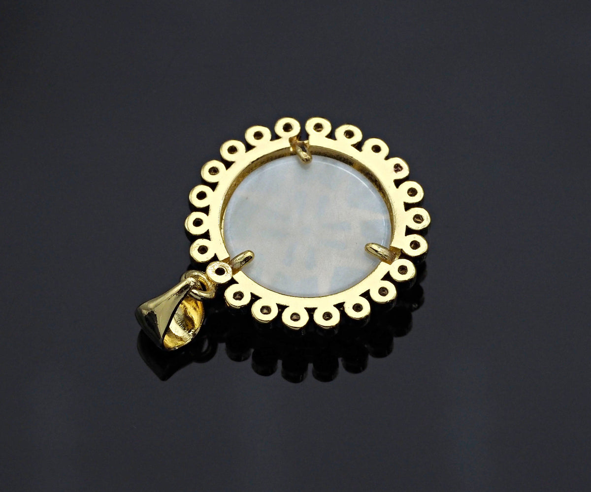 Mother of Pearl Trinity Pendant Charm, Cubic Zirconia Round Mother of Pearl flower Charm,sku#LK161
