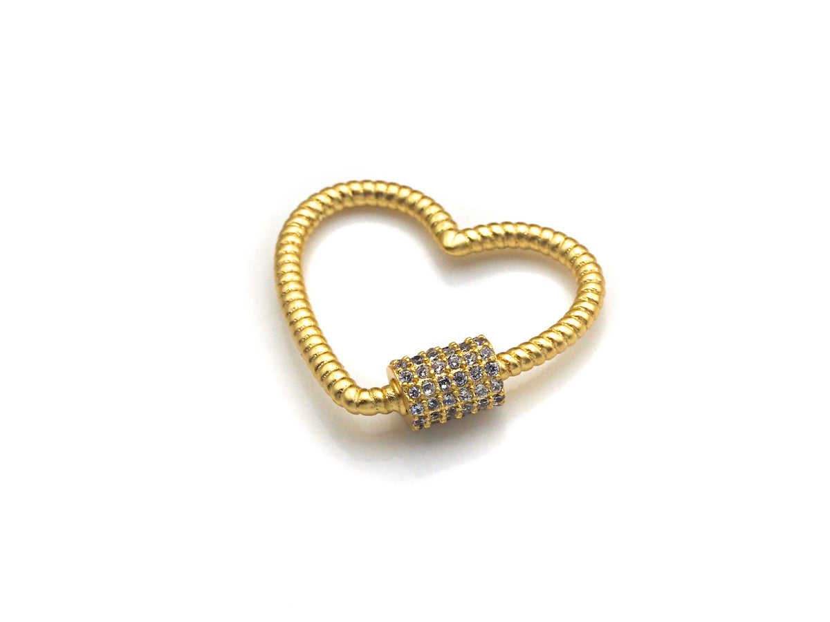 CZ Micro pave Heart Clasp, Heart Carabiner Clasp, sku#H199