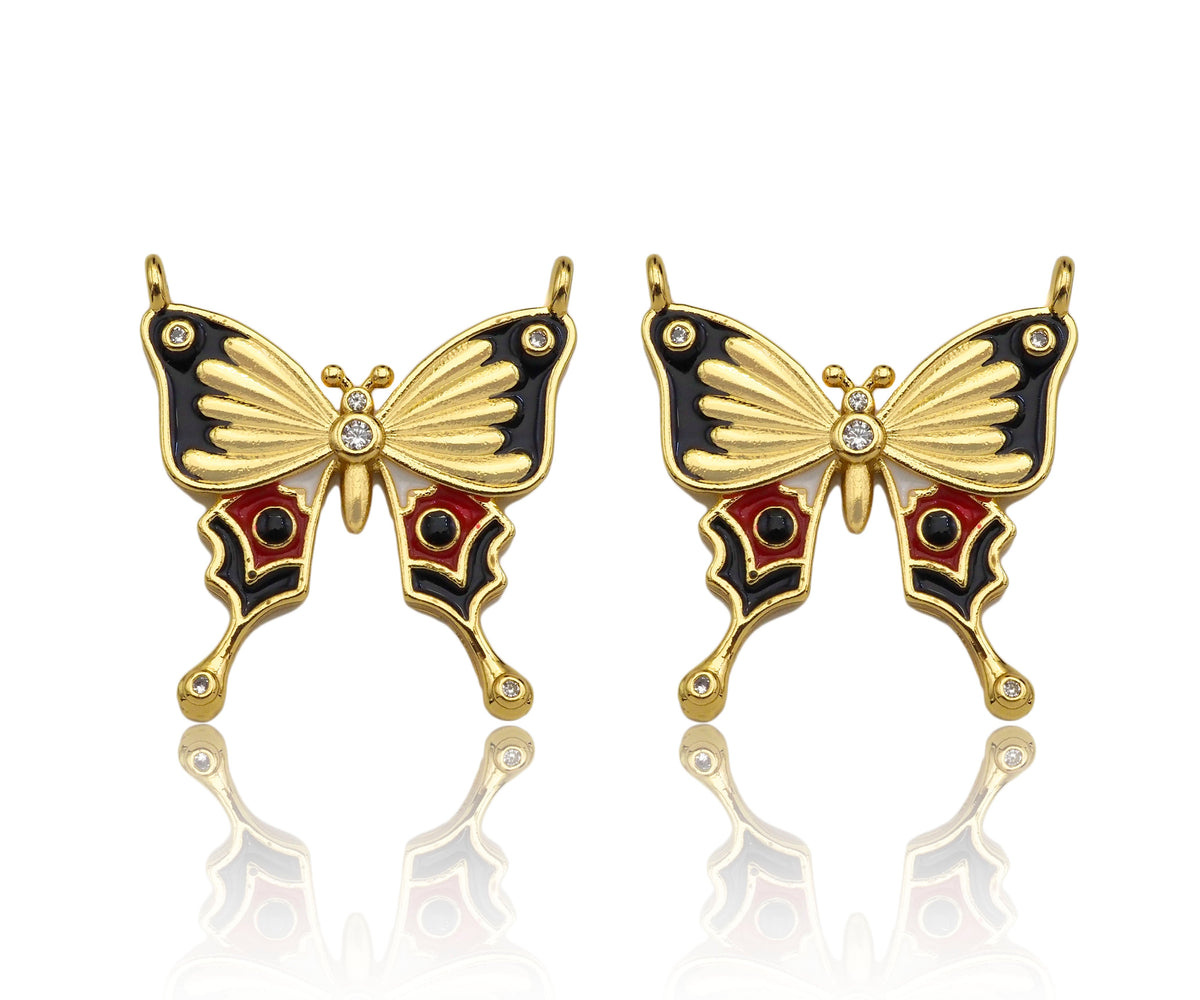 Colorful Enamel Butterfly Shape Pendant/Charm,Black White Red Enamel Butterfly, Necklace Bracelet Enamel Charm Pendant,21x22mm, Sku#LK199