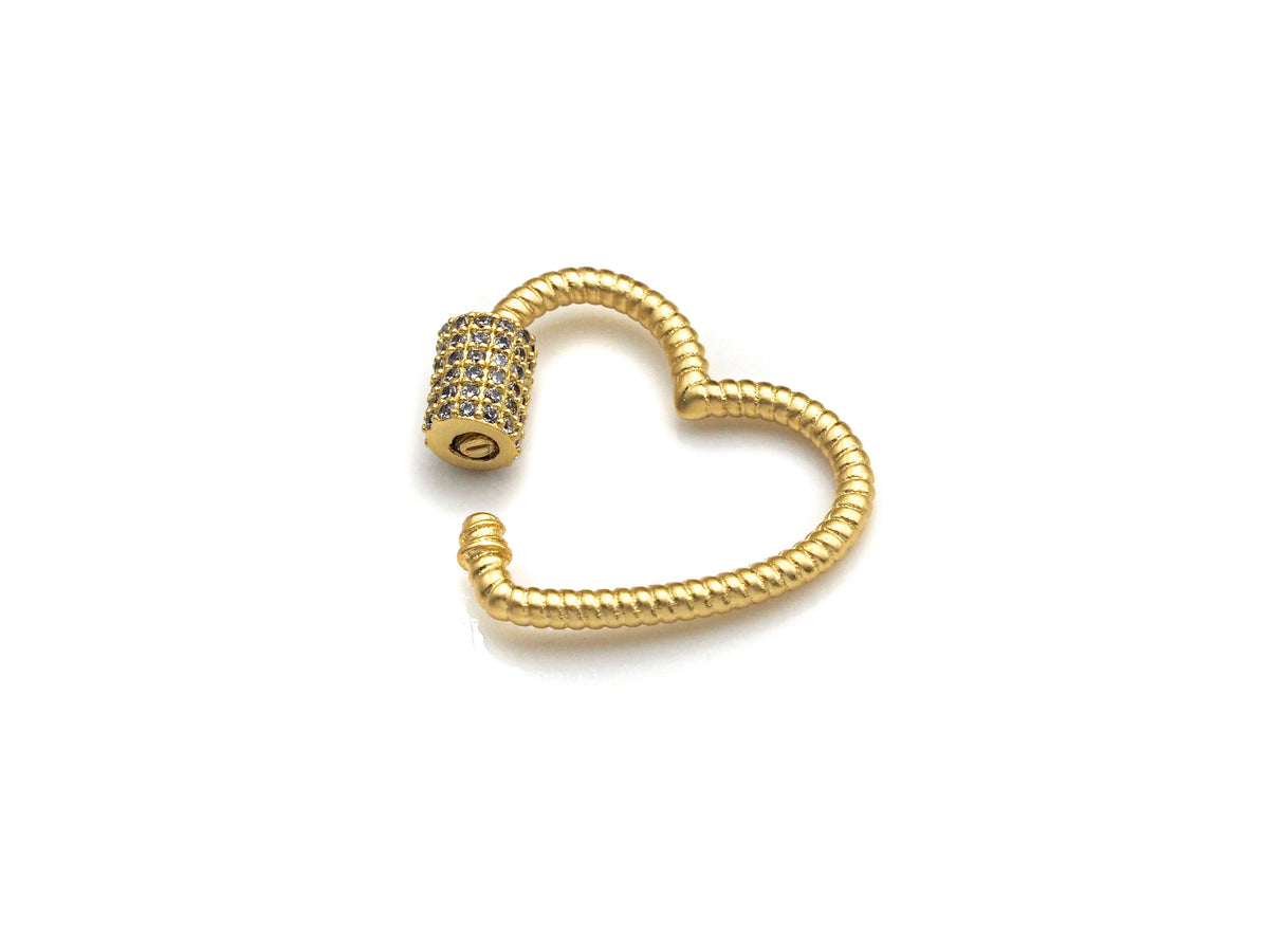 CZ Micro pave Heart Clasp, Heart Carabiner Clasp, sku#H199