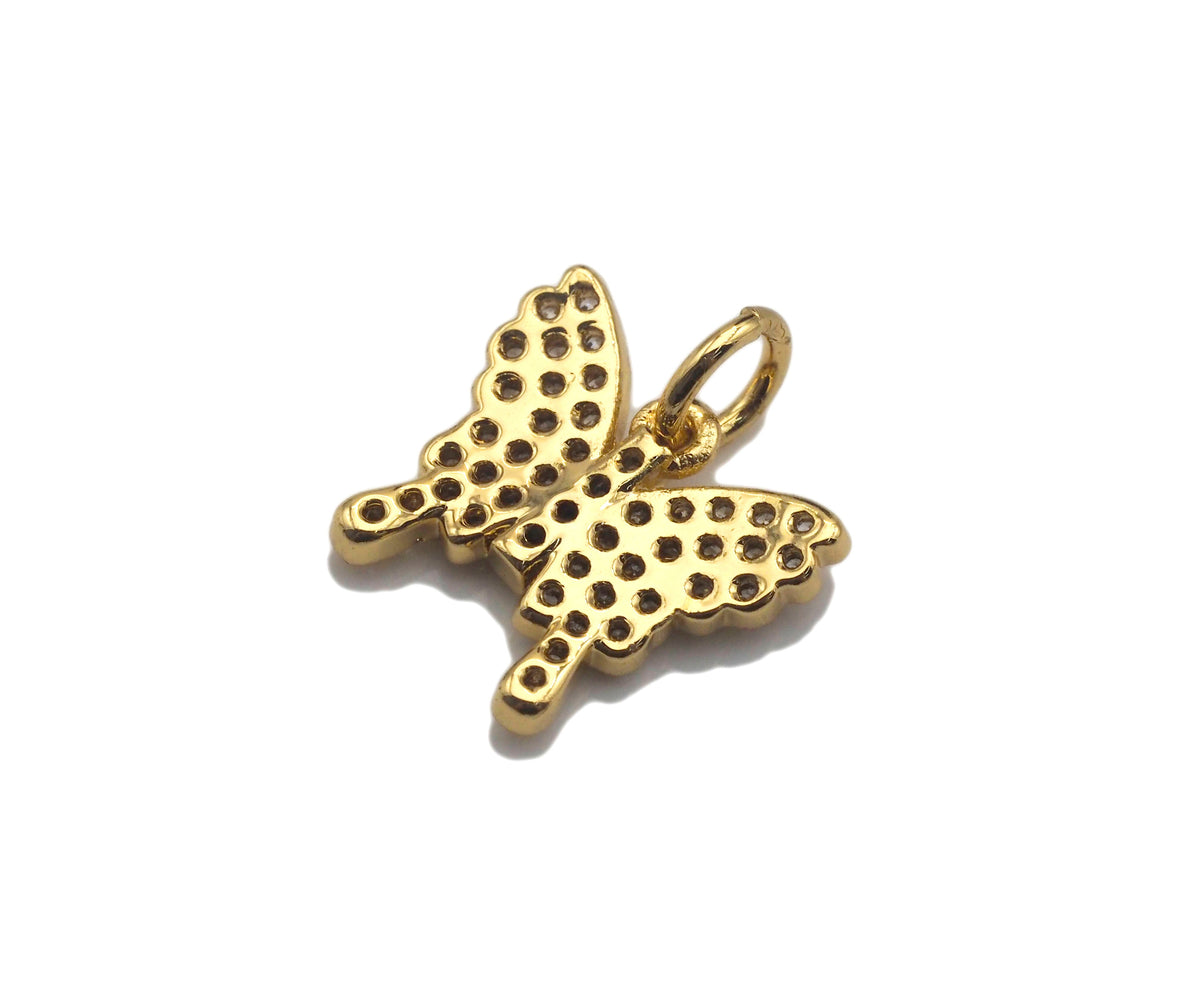 18k Dainty Gold Butterfly Charms, Butterfly Charms, Gold Butterfly Pendant, Butterfly Necklace Bracelets Charms, 13x12mm, Sku#F1310
