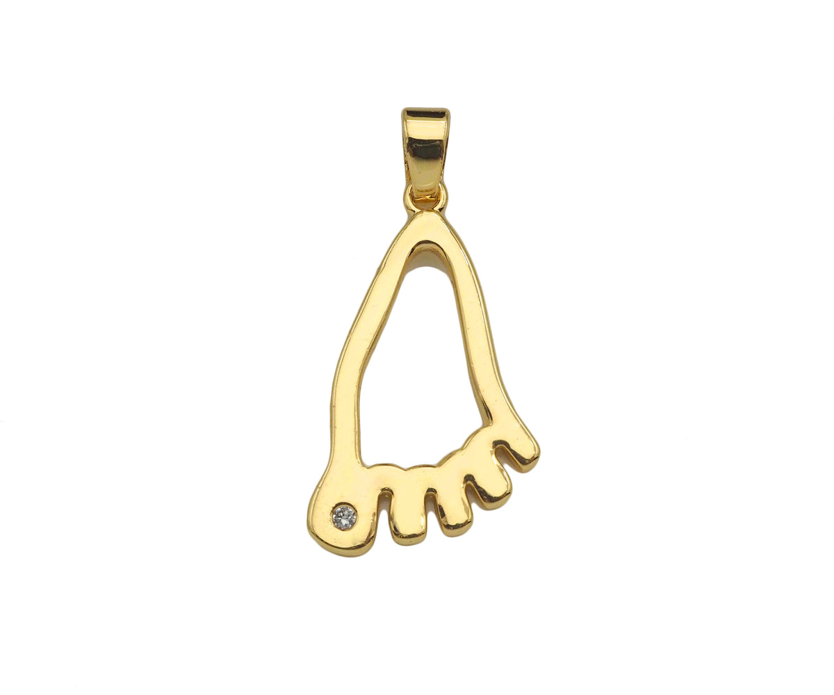 CZ Micro Pave Foot Shape Pendant,18K Gold Feet Charm, Necklace Bracelet Charm Pendant,16x27mm,Sku#FH159