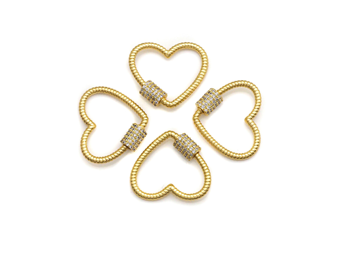 CZ Micro pave Heart Clasp, Heart Carabiner Clasp, sku#H199
