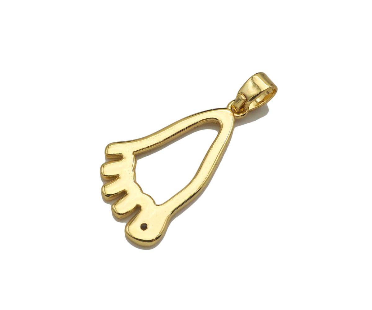 CZ Micro Pave Foot Shape Pendant,18K Gold Feet Charm, Necklace Bracelet Charm Pendant,16x27mm,Sku#FH159
