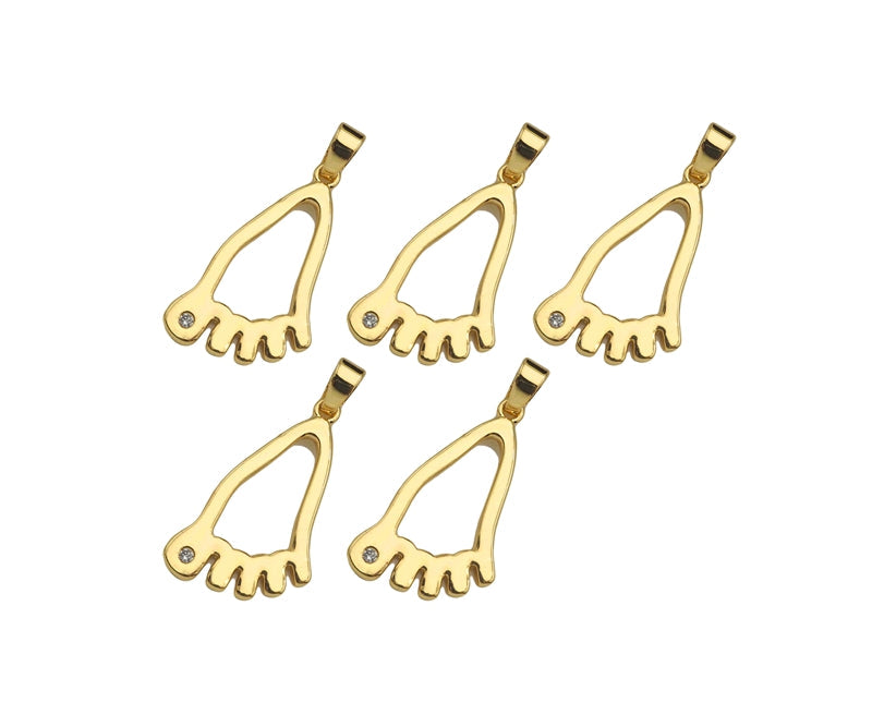 CZ Micro Pave Foot Shape Pendant,18K Gold Feet Charm, Necklace Bracelet Charm Pendant,16x27mm,Sku#FH159