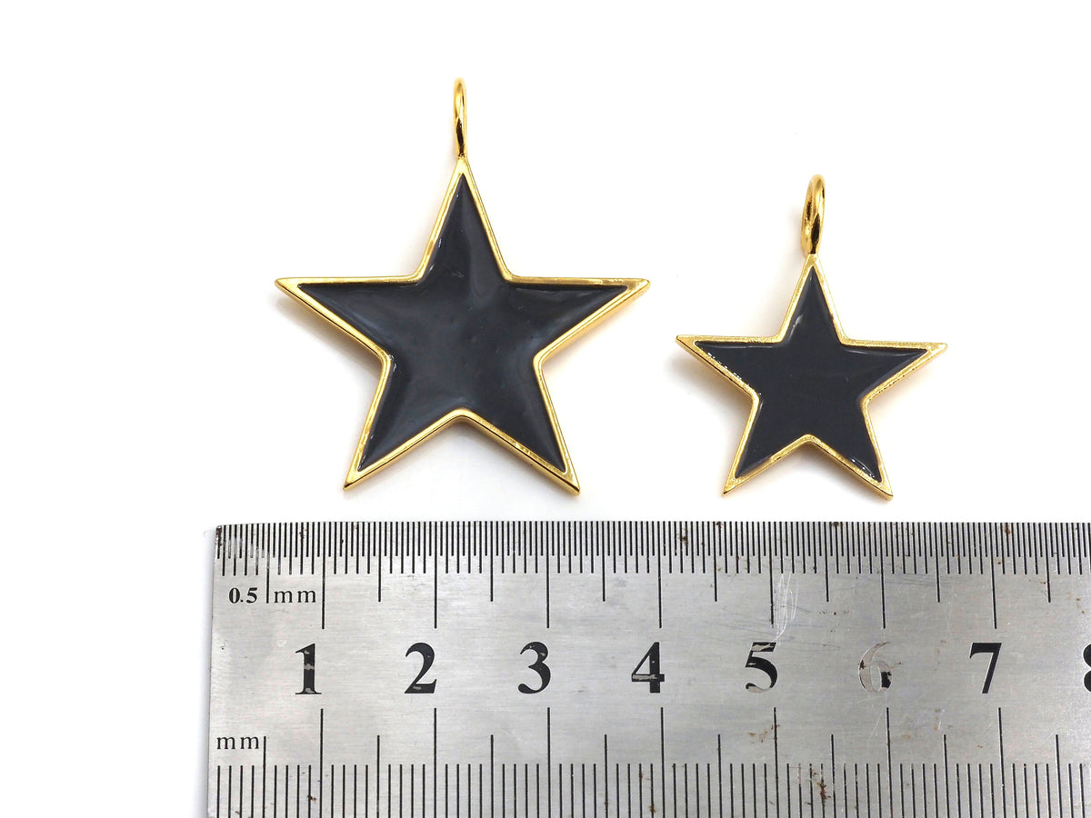 Black White Red Blue Enamel Five Star Pendant with Gold Finish, Enamel Star, Colorful Enamel Star, 15mm/25mm/35mm, sku#FH31