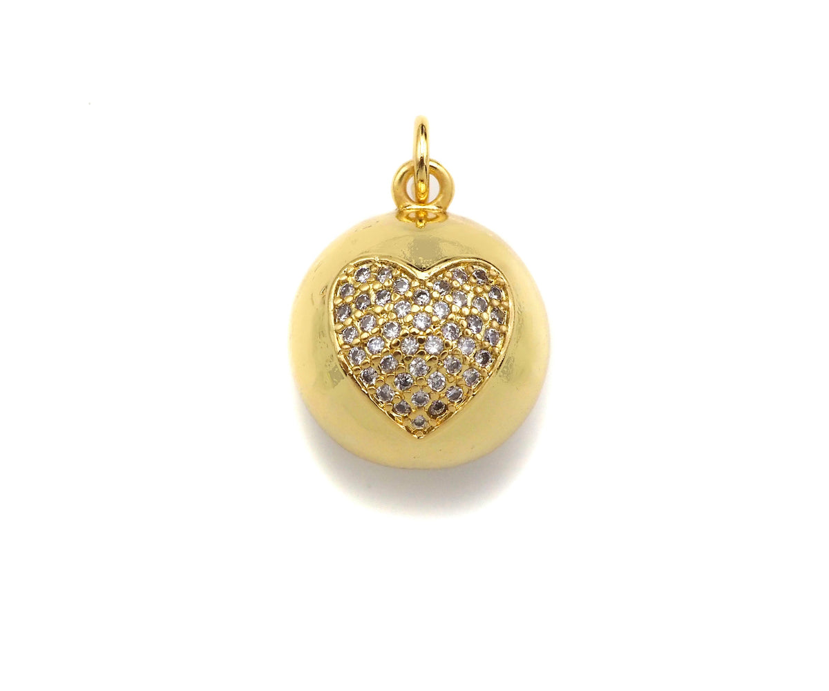 CZ Micro Pave 3D Round Ball Pendant/Charm,Evil Eye Heart Star Moon CZ Ball Charm, Necklace Bracelet Charm Pendant,14x17mm, Sku#LK200
