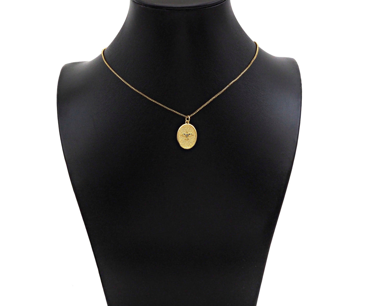 18K Dainty Gold Eagle On Oval Shape Pendant/Charm,Eagle Medallion Charm, Necklace Bracelet Charm Pendant, 20x14mm, Sku#F1363