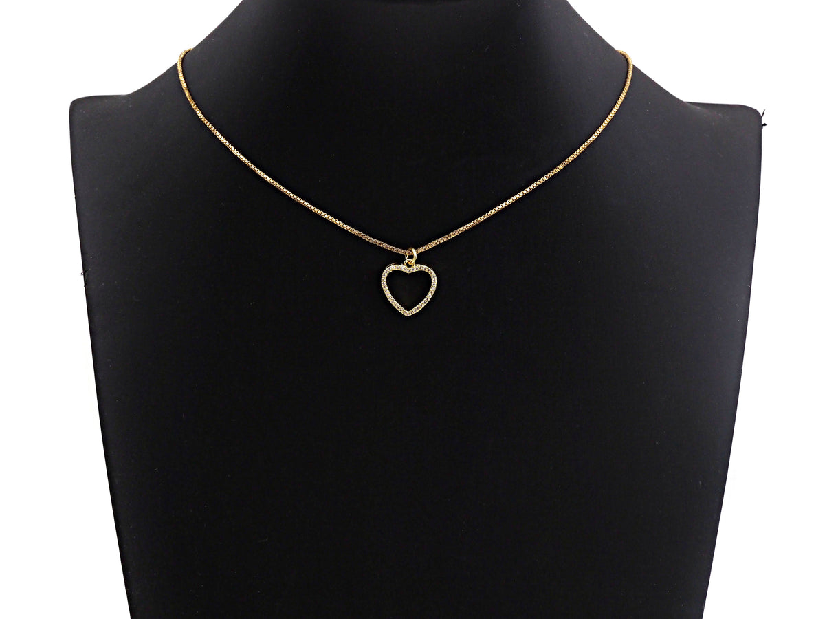 Clear CZ Micro Pave Open Heart Shape Pendant/Charm, Heart Cubic Zirconia Pendant, Silver/Gold/Rose Gold Tone,15x21mm,Sku#FH19