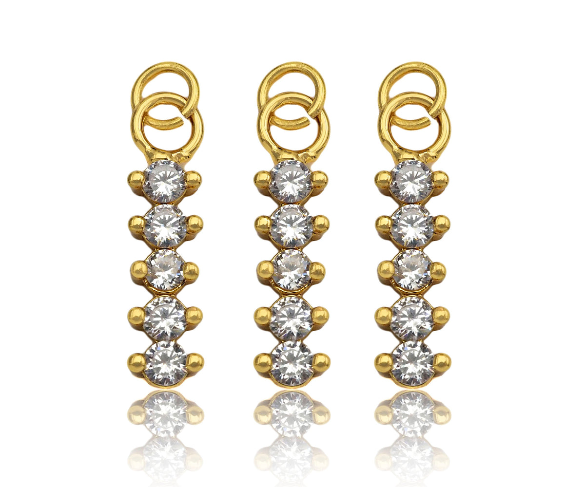 CZ Micro Pave Dainty Gold Bar Diamond Charms, Dainty Charms,Gold Big CZ Charm Pendant,Long Bar Necklace Charms, 5x21mm, Sku#F1342