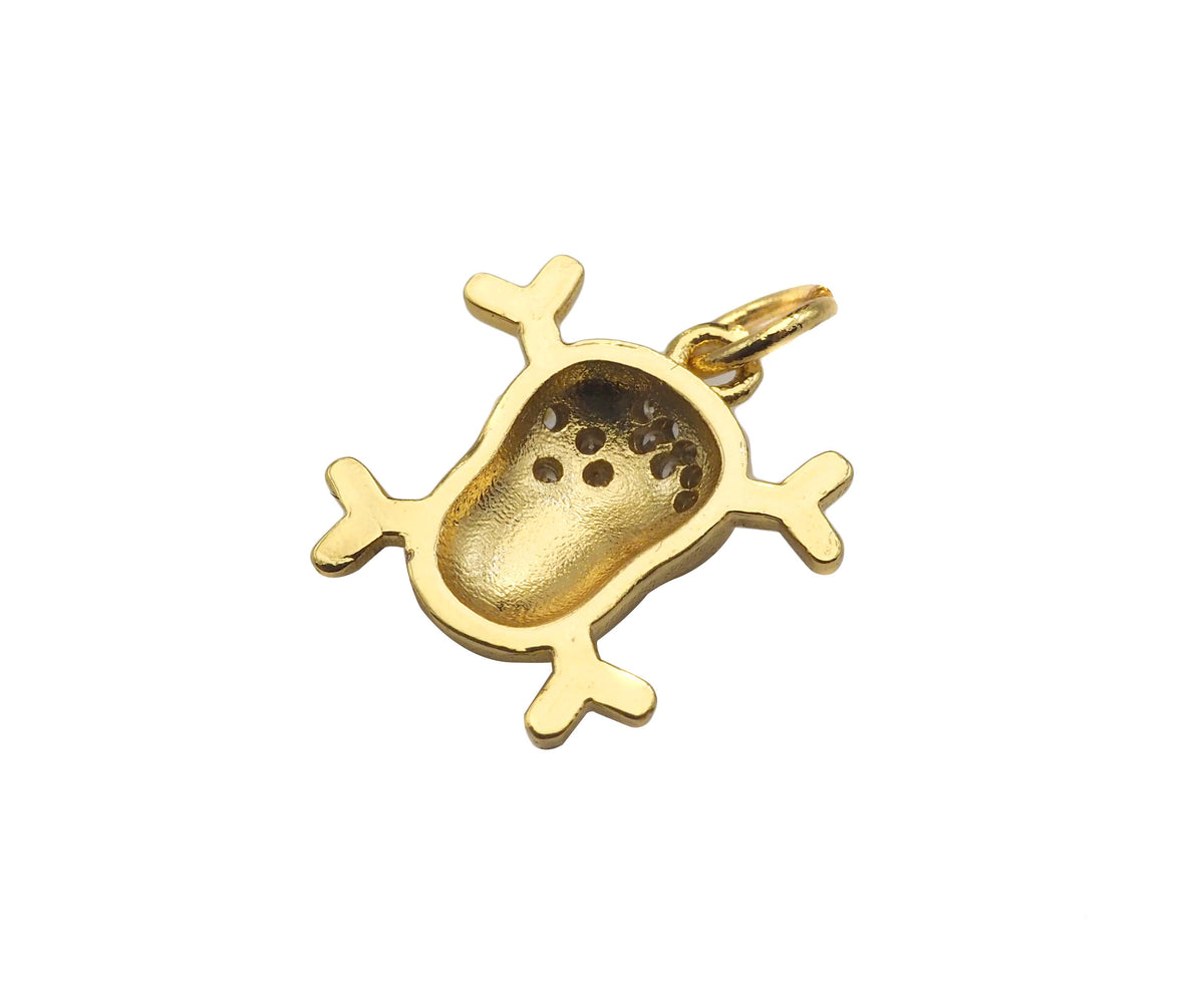 CZ Micro Pave Pirate Skull Shape Pendant,18K Gold Pirate Charm, Necklace Bracelet Charm Pendant,13x13mm,Sku#FH160
