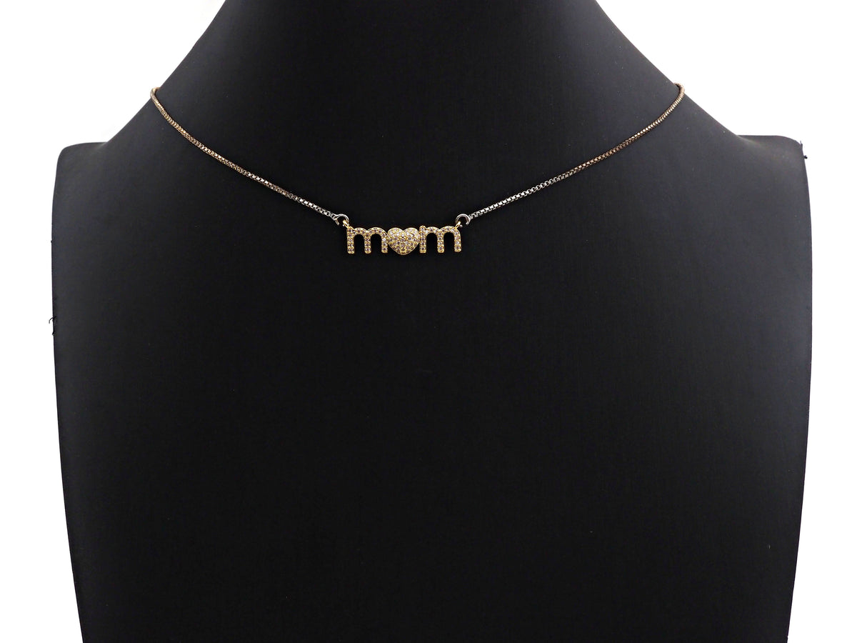 CZ Micro Pave Mom Alphabet With Heart Pendant/Charm,Cubic Zirconia Paved Charm, Necklace Bracelet Charm Pendant, 8x28mm,sku#F1132