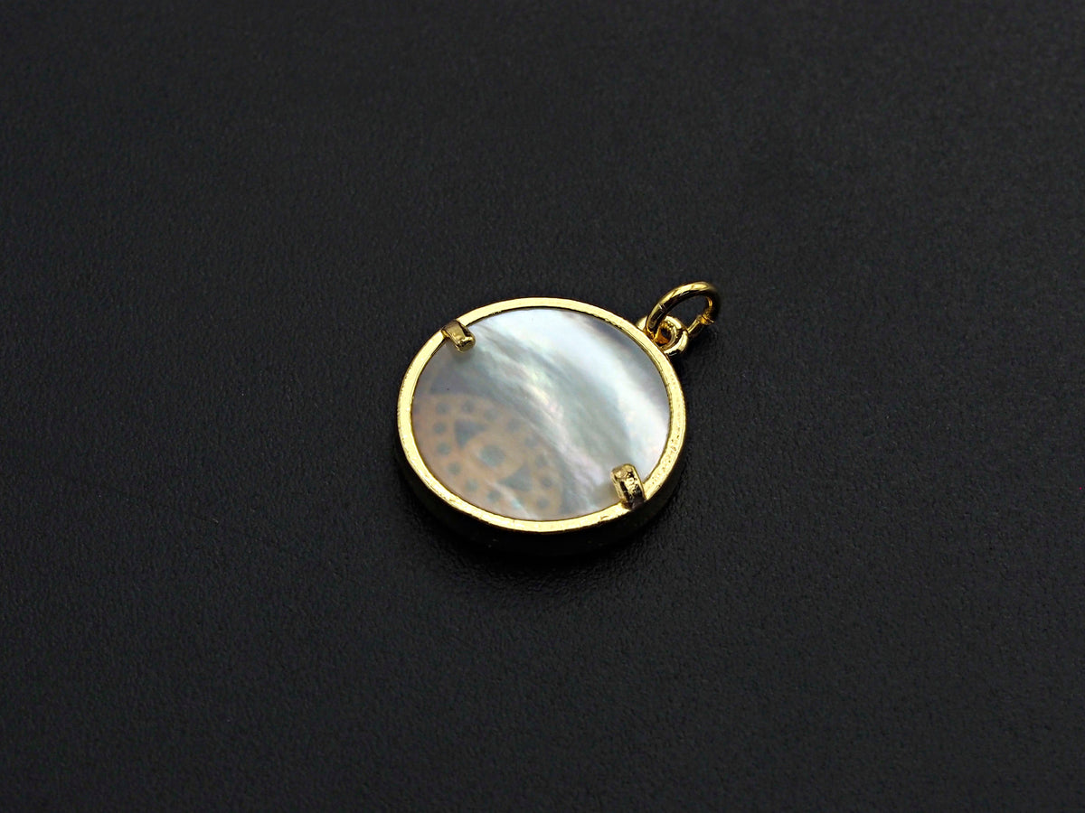 Clear CZ Micro Pave Scallop Shell on Mother-of-pearl Pendant