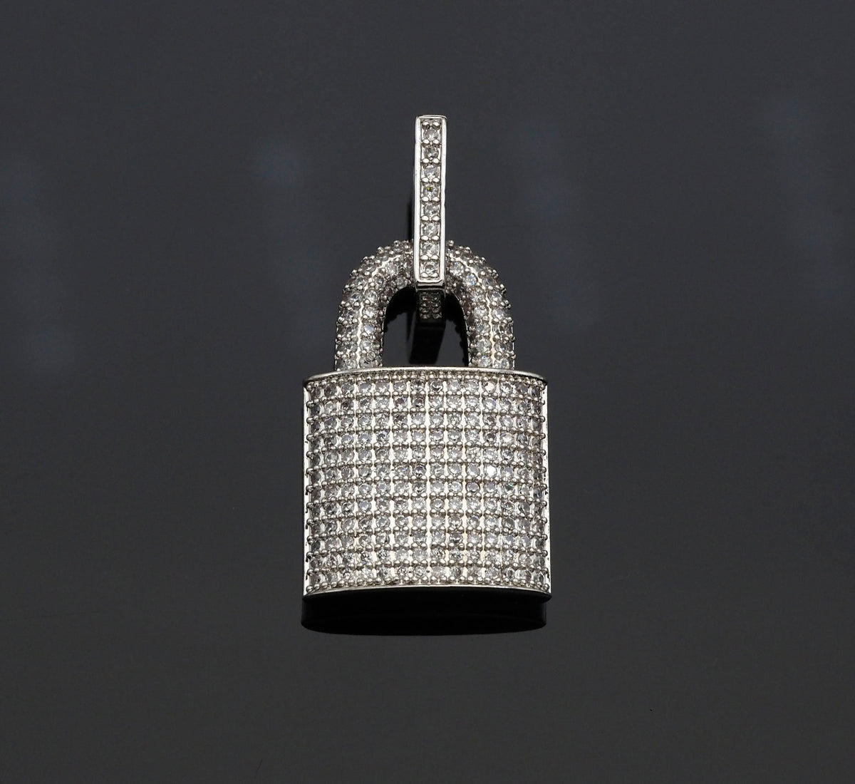 CZ Micro Pave Lock Shape Pendant, Dainty Gold Silver Lock Charm, Necklace Bracelet Charm Pendant,16x25mm,Sku#F1255