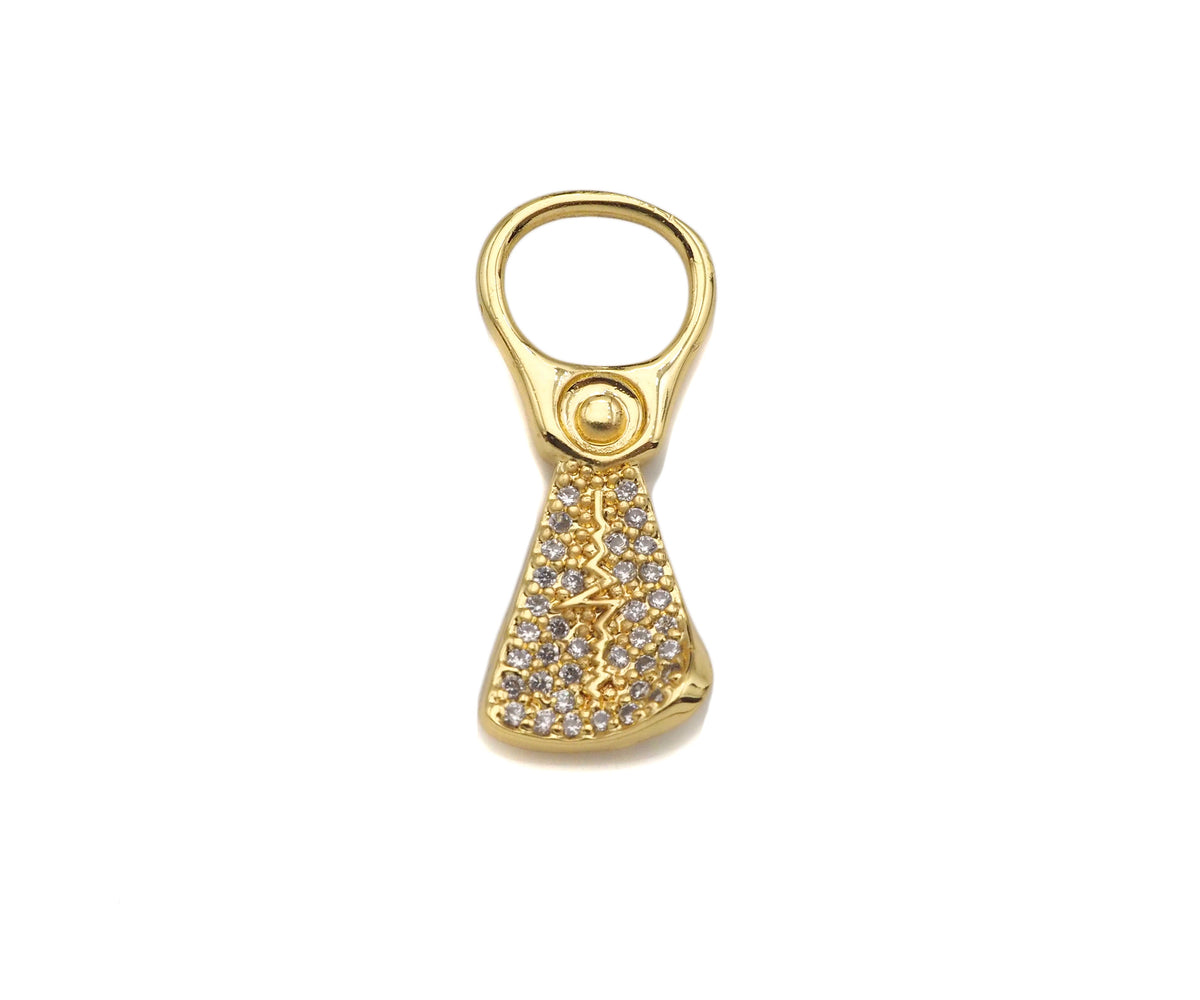 CZ Micro Pave Zip-top Can Shape Pendant/Charm,Cubic Zirconia Dainty Gold Charm, Necklace Bracelet Charm Pendant,9x23mm, Sku#F1386
