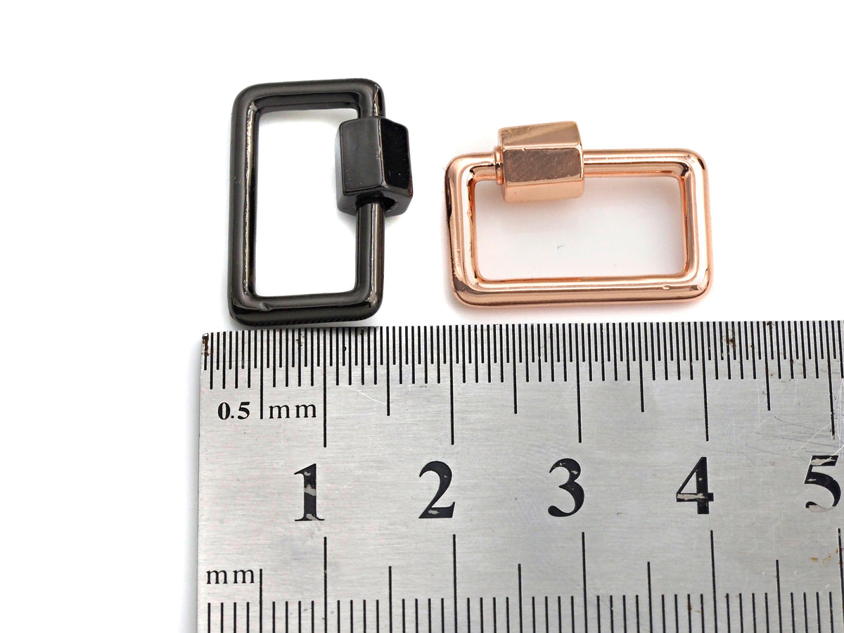 Rectangular Carabiner Clasp, Screw Clasp, Gold/Silver/Rose Gold/Gunmetal Clasp, 15x21mm, sku#H246