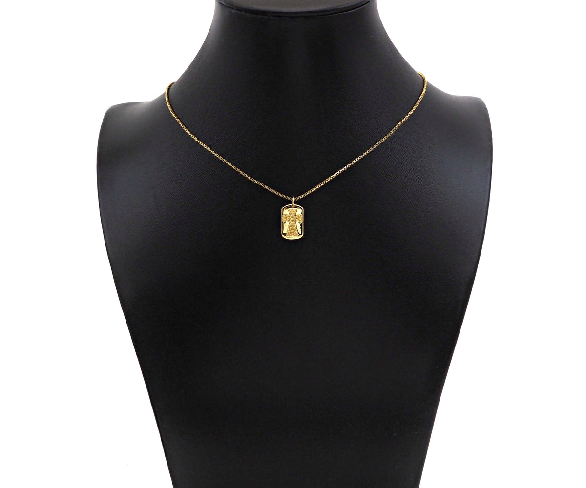 18K Dainty Gold Cross On Rectangle Shape Pendant/Charm,Cross Medallion Charm, Necklace Bracelet Charm Pendant,15x10mm, Sku#F1364