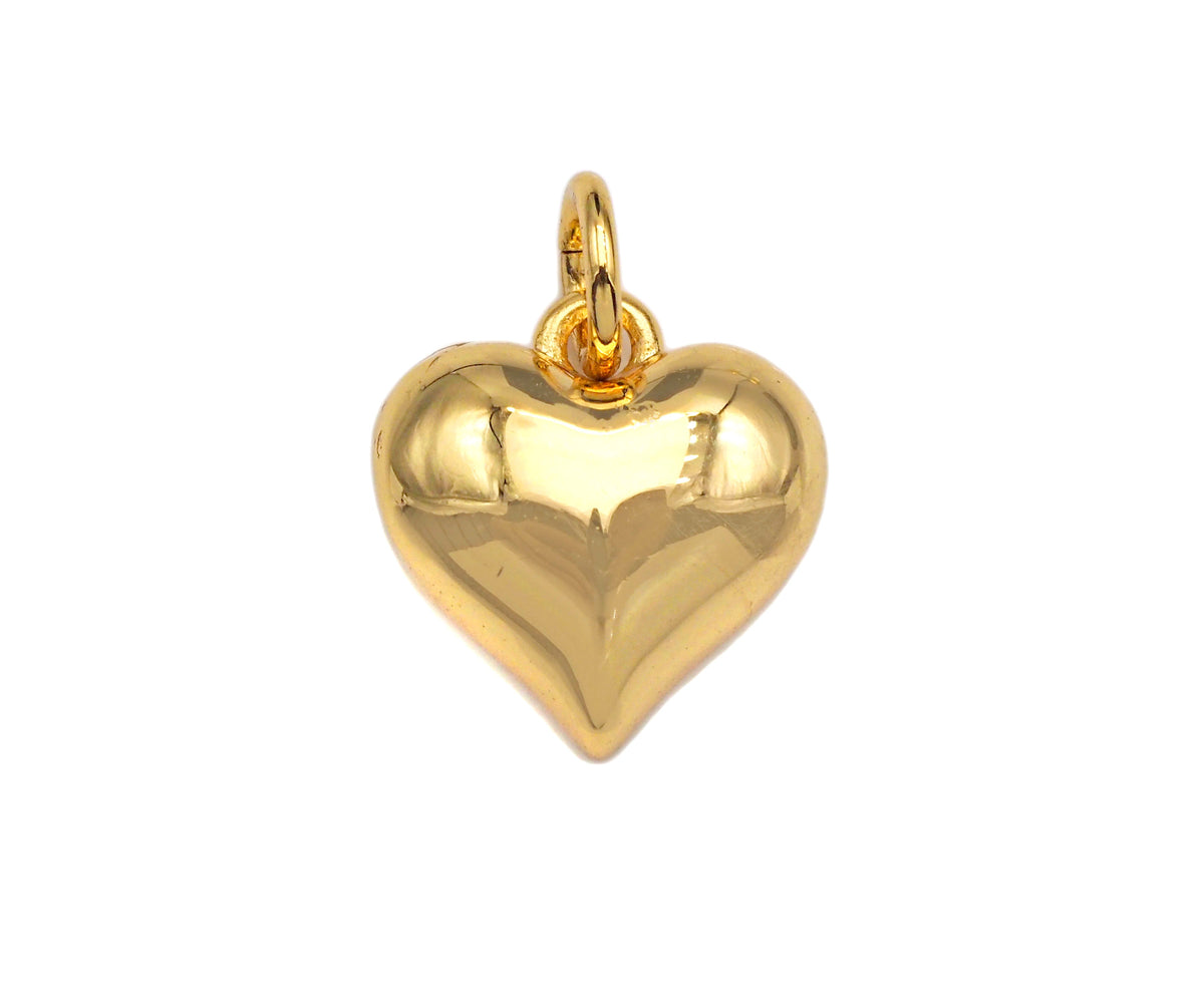 Gold silver Puffy Heart charm, sku#L377