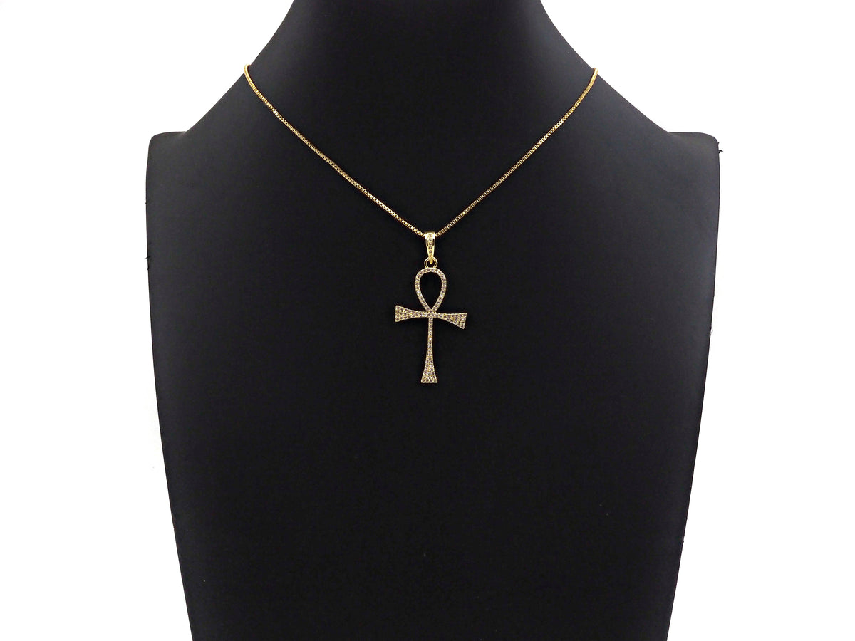 CZ Micro Pave Ankh Cross Shape Pendant, Cubic Zirconia Pave Pendant, Fashion Jewelry Findings, 23x36mm, sku#F1260