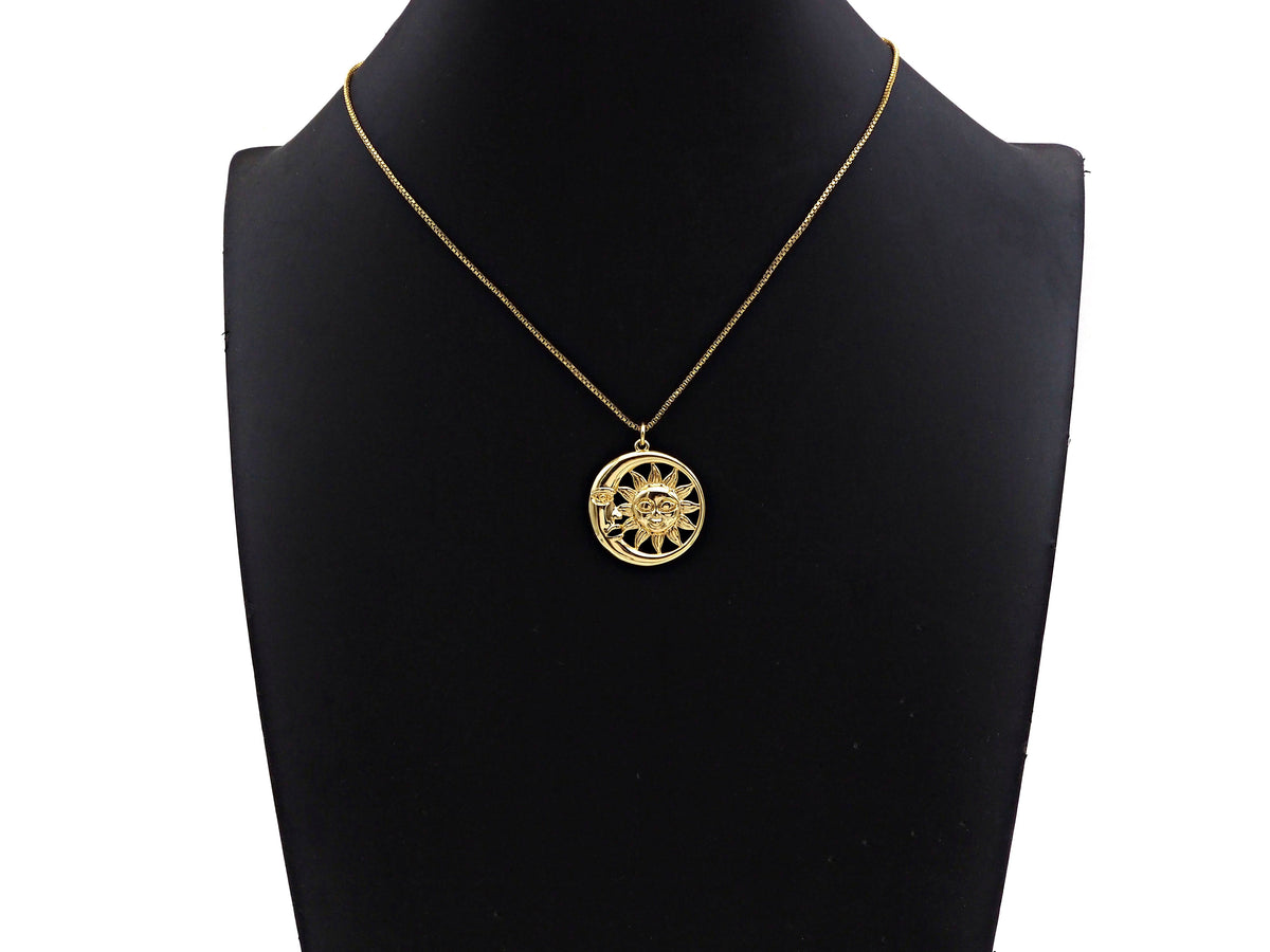 CZ Micro Pave Sunflower SUN Cresent Moon Pendant/Charm,Sku#L402