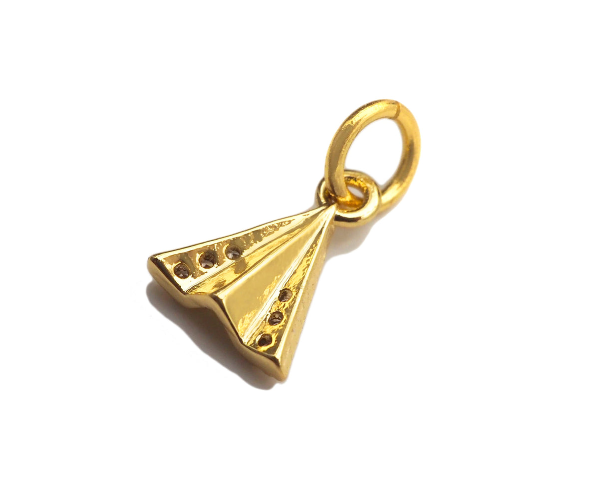 CZ Micro Pave Dainty Gold Triangle Charms, Dainty Pyramid Charms,  Sku#F1343C