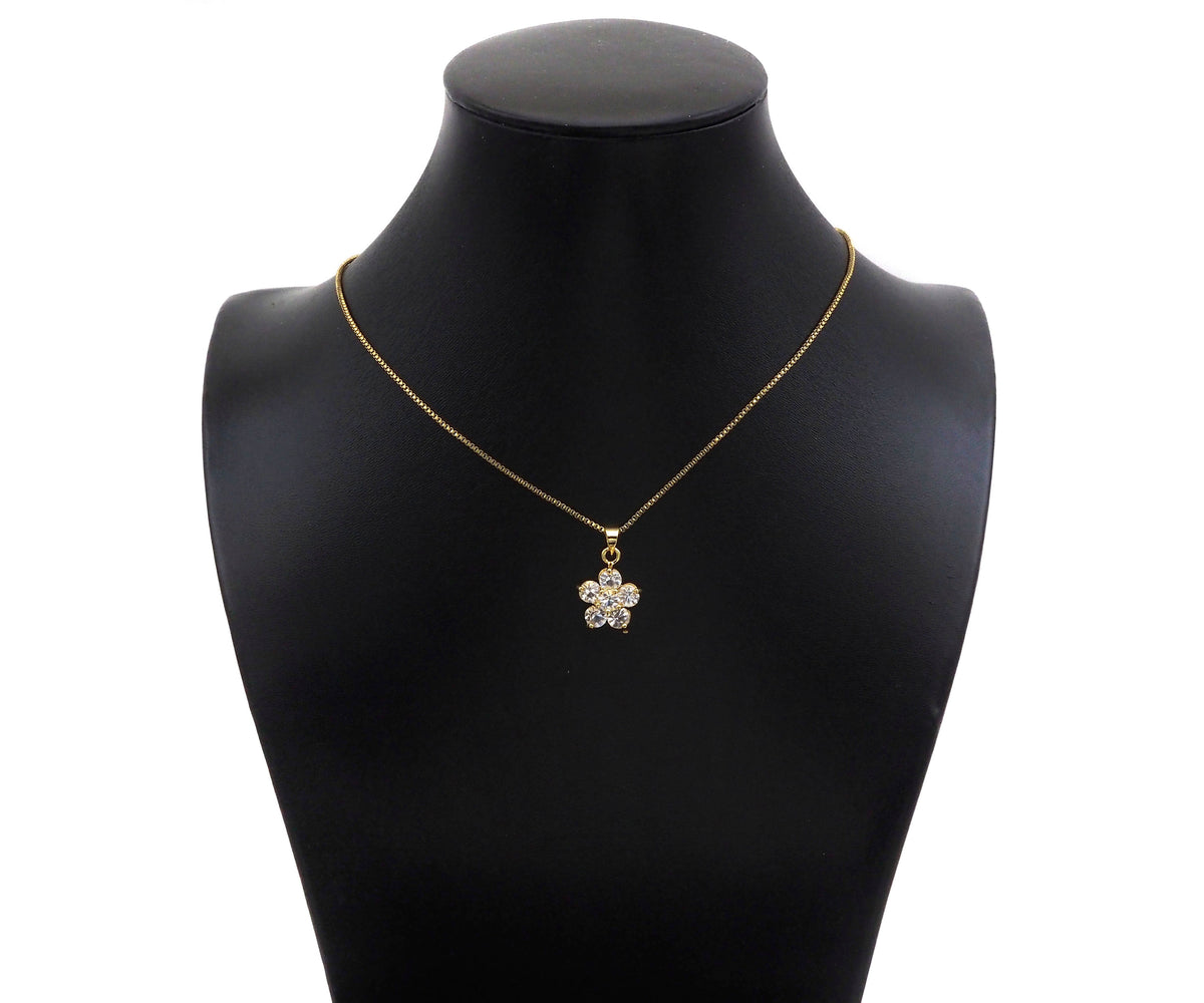 CZ Micro Pave Flower Shape Pendant,Cubic ZirconiaGold/silver Charm, Necklace Bracelet Charm Pendant, 14x18mm, Sku#F1396