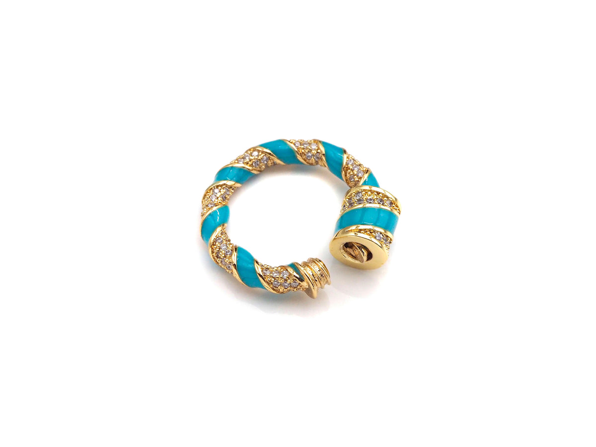 Colorful Enamel Pave Round Ring Shape Clasp, Carabiner Clasp, Ring Connector, Charm Holder, 23.5mm, sku#H265