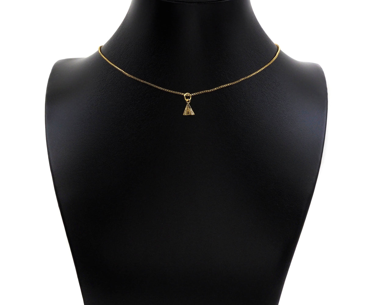CZ Micro Pave Dainty Gold Triangle Charms, Dainty Pyramid Charms,  Sku#F1343C