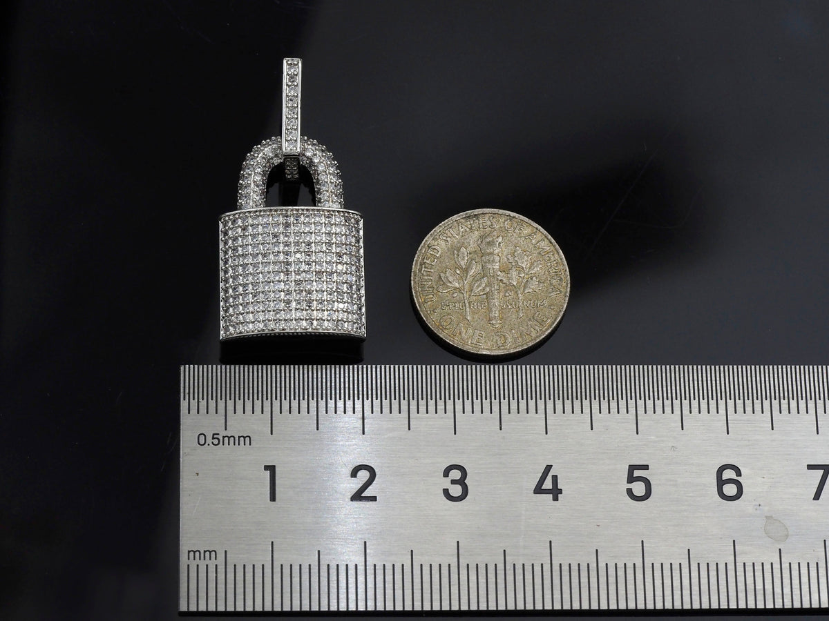 CZ Micro Pave Lock Shape Pendant, Dainty Gold Silver Lock Charm, Necklace Bracelet Charm Pendant,16x25mm,Sku#F1255