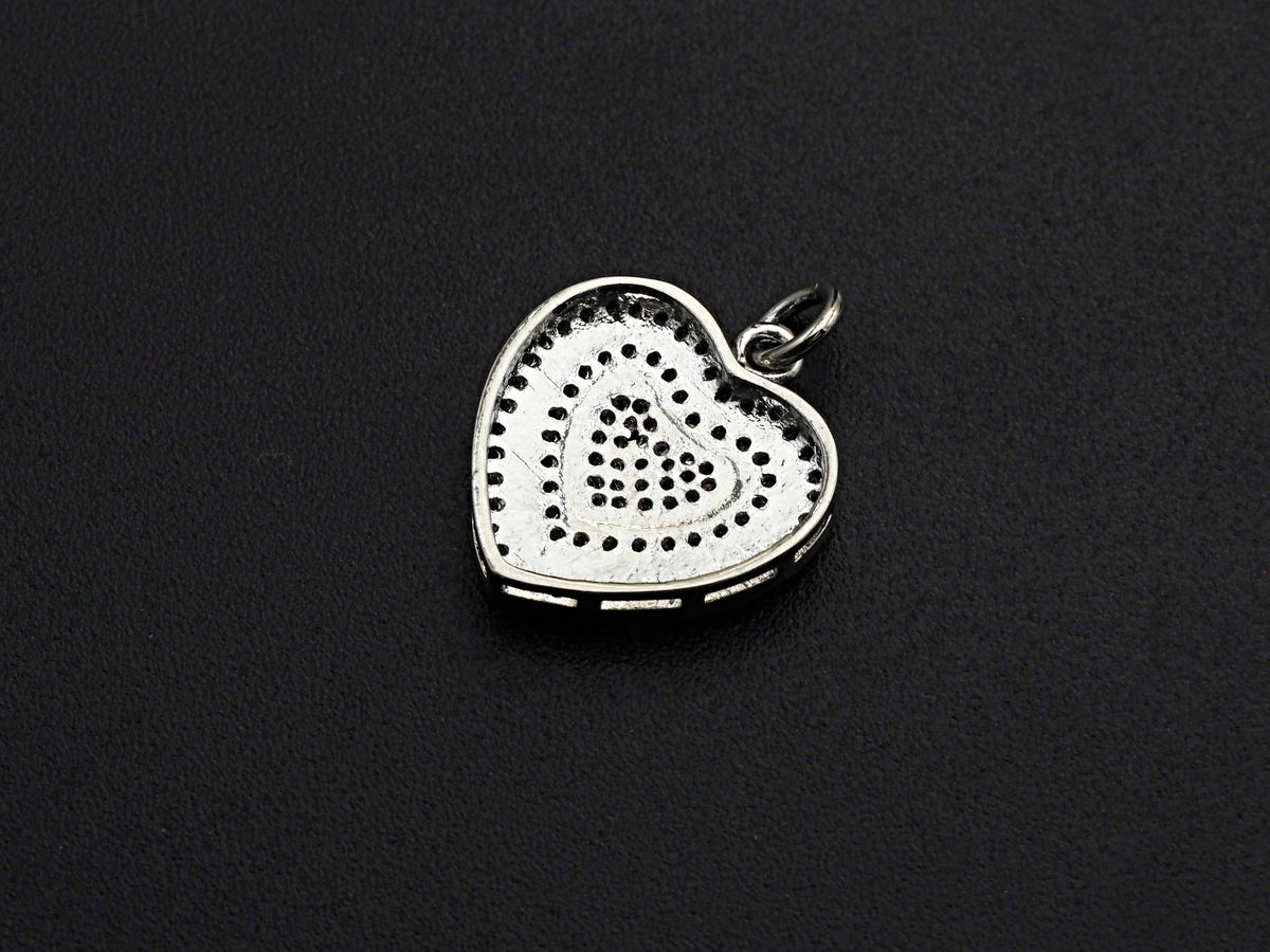 CZ Micro Pave Circled Heart Shaped Pendant/Charm, Heart Cubic Zirconia Pendant Charm, 15x22mm,sku#FH21