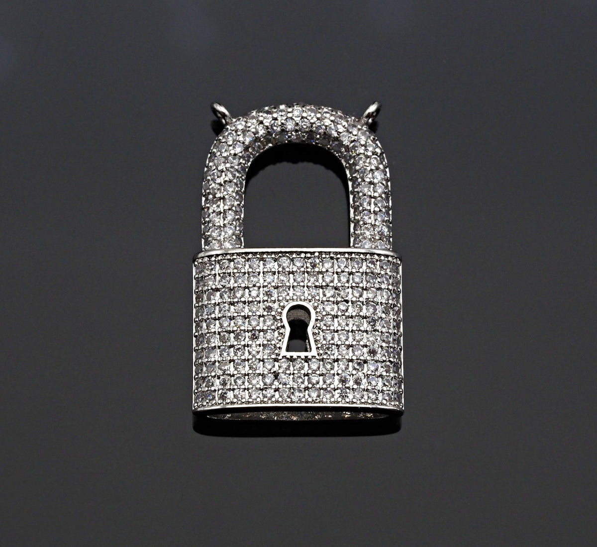 CZ Micro Pave Lock Shape Pendant, Dainty Gold Silver Lock Charm,Necklace Bracelet Charm Pendant, 16x26mm,Sku#F1256
