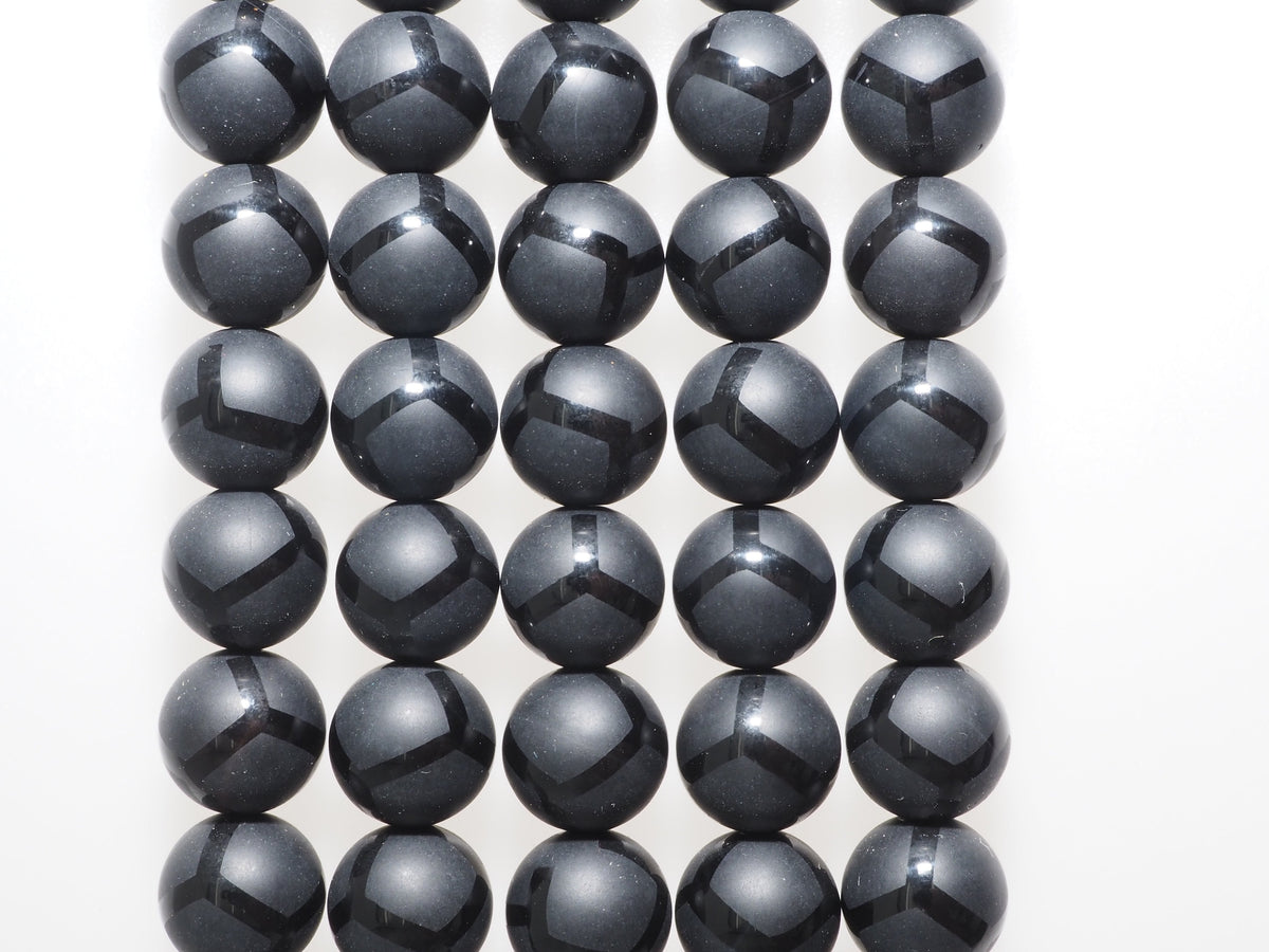 Black Onyx Matte Round Smooth with Football line Beads, 6mm/8mm/10mm/12mm Round Matte onyx, Patterned Onyx, 15.5inch strand, SKU#V16