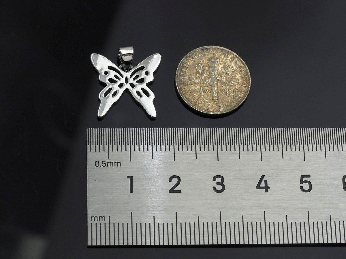 18K Gold Silver Butterfly Charms, Dainty Charms, Butterfly Pendant, Butterfly Necklace Charms, 17mm, Sku#F1298