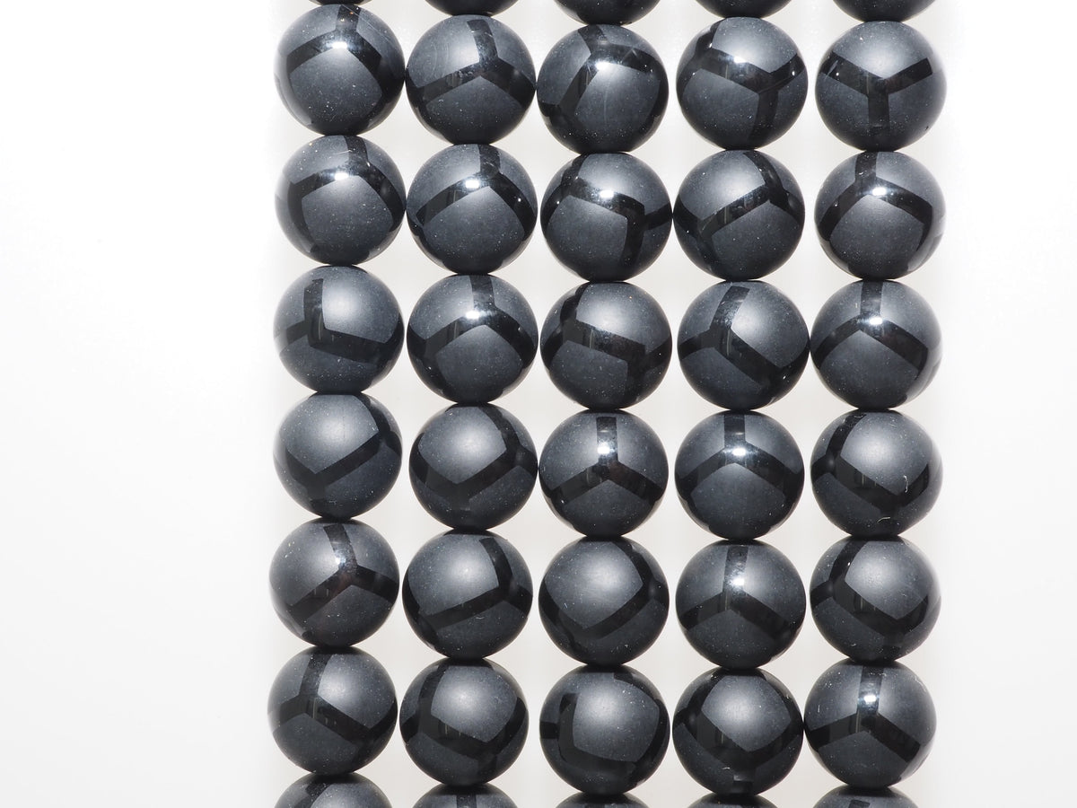 Black Onyx Matte Round Smooth with Football line Beads, 6mm/8mm/10mm/12mm Round Matte onyx, Patterned Onyx, 15.5inch strand, SKU#V16