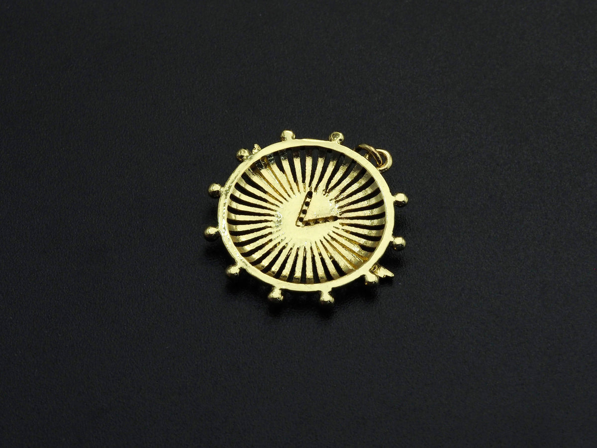 CZ Micro Pave Medallion Wing Pendant/Charm, 25x26mm, Sku#FH22