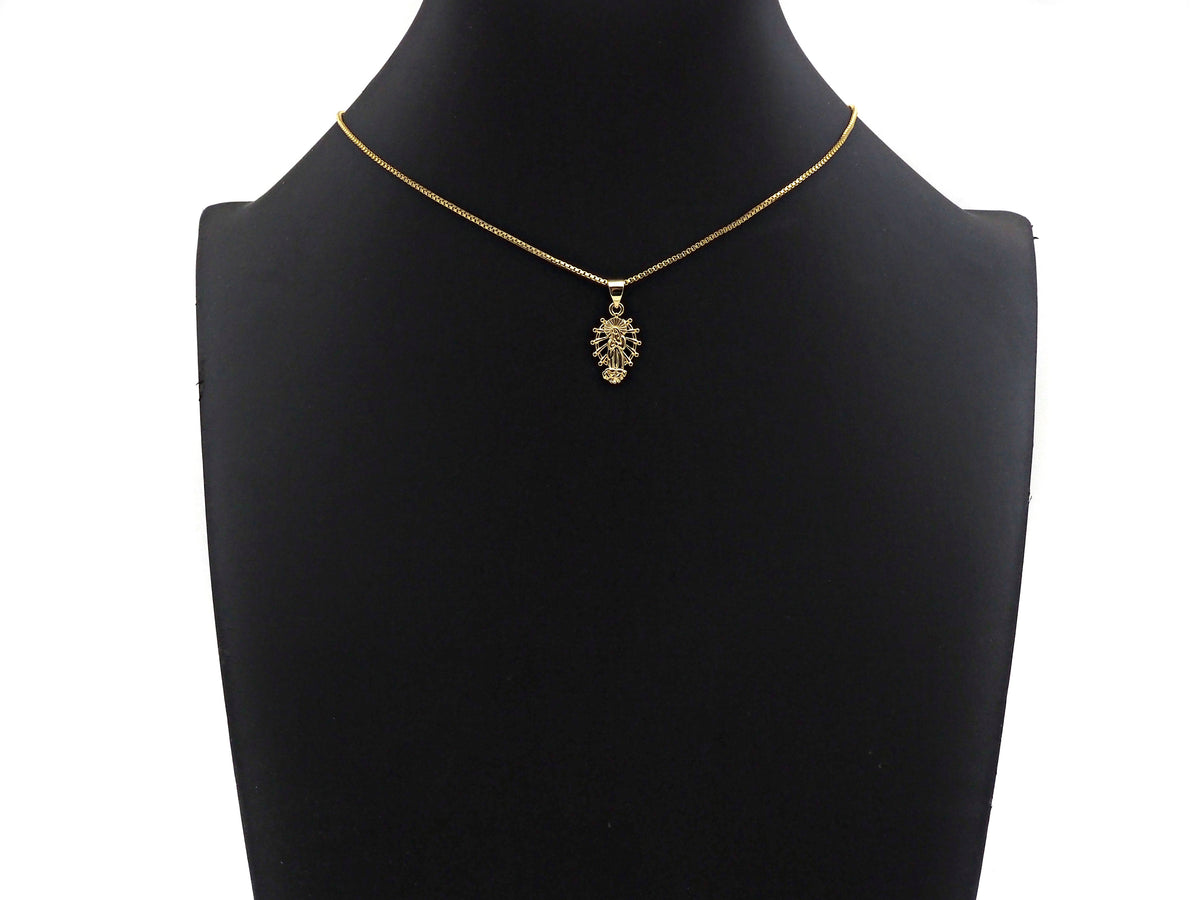 CZ Micro Pave Virgin Mary On Oval  Stand Shaped Pendant/Charm,24K Gold Cubic Zirconia Pendant Charm,11x18mm,sku#F1262