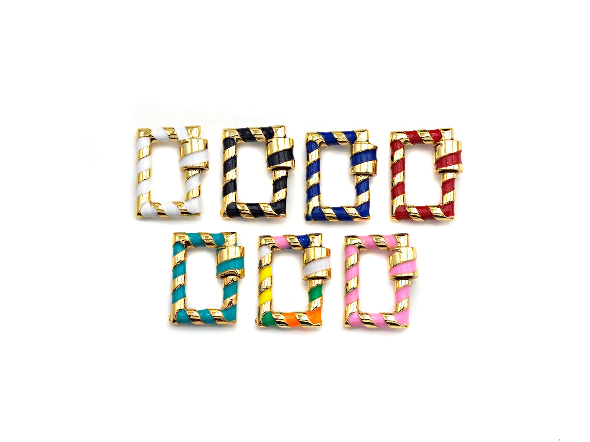 Colorful Enamel Pave Rectangle Shape Clasp, Carabiner Clasp, 15x19mm, sku#H249