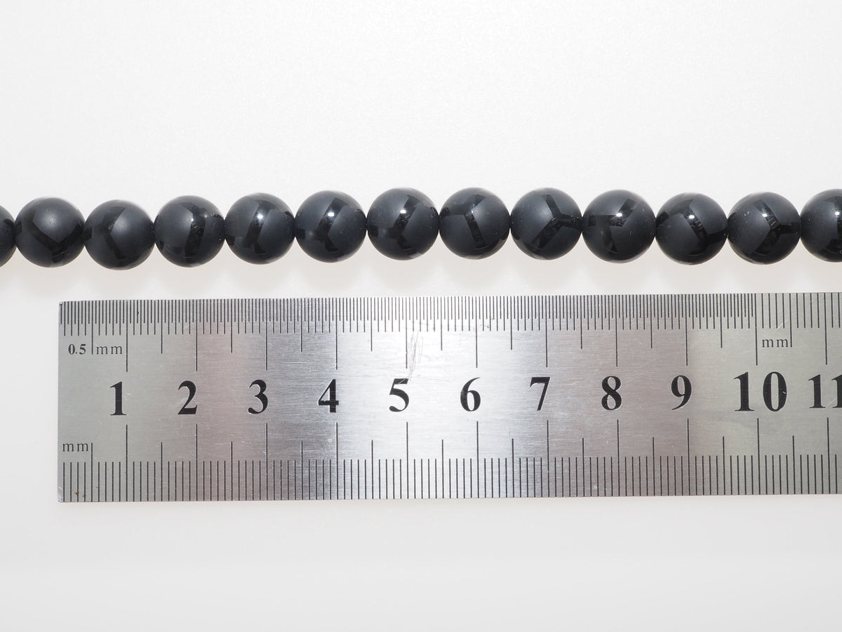 Black Onyx Matte Round Smooth with Football line Beads, 6mm/8mm/10mm/12mm Round Matte onyx, Patterned Onyx, 15.5inch strand, SKU#V16