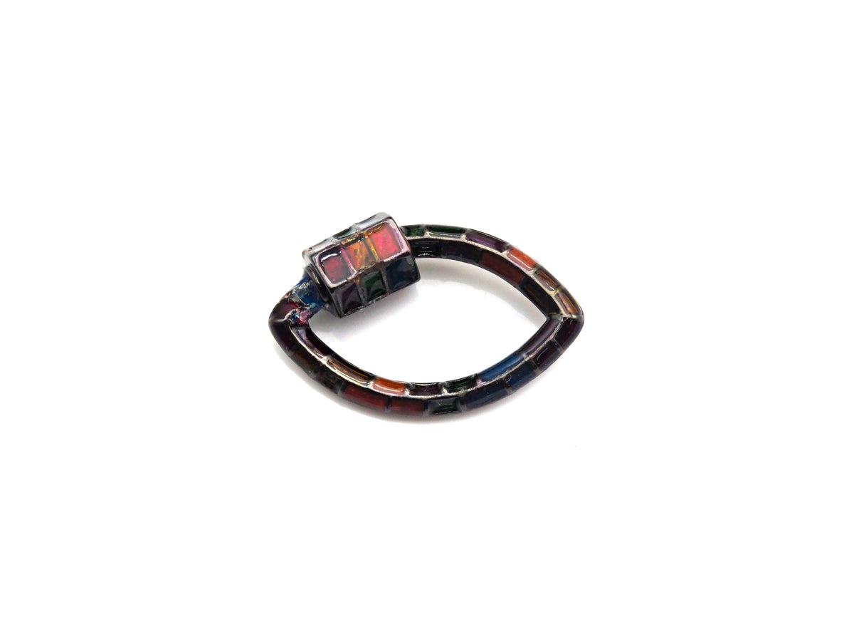 Colorful Enamel pave Oval Evil Eye Shape Clasp, Gold/Silver/Rose Gold/Gunmetal Carabiner Clasp, 15x25mm, sku#H228